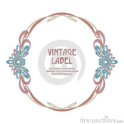 Label for products or cosmetics in art nouveau style, vintage, old, retro style.n Vector Illustration