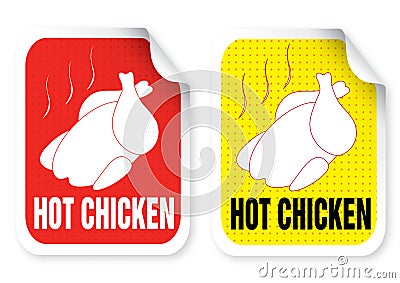 Label with a roast chicken illustration Vector Illustration