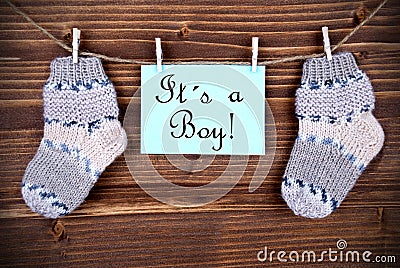 Label Saying It Is A Boy Stock Photo