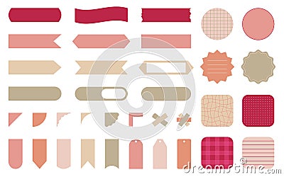 Label scotch sticker flag washi tape cute flat set Vector Illustration