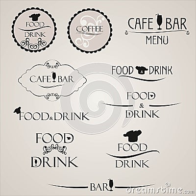 Label set for restaurant menu design. Label set for cafe. Food and drink label. Vector Illustration