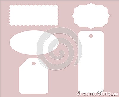 Label Tag Stitch Set White Vector Isolated Vector Illustration