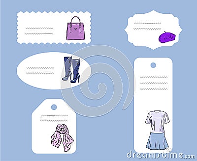 Label Tag Stitch Set White Vector Isolated Vector Illustration