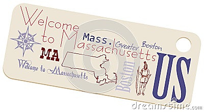 Label Welcome to Massachusetts Vector Illustration