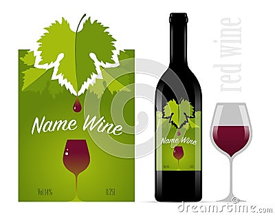Label for wine bottle, young red wine. Template for your modern design. Minimalism style Vector Illustration
