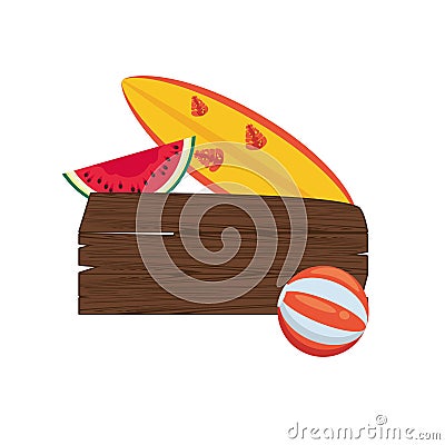 Label wooden signal summer icon Vector Illustration