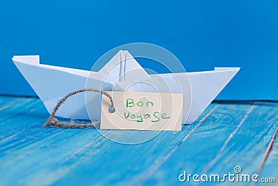 Label with the Words Bon Voyage which means go to trip Stock Photo