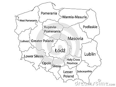 Voivodeships Map of Poland Vector Illustration