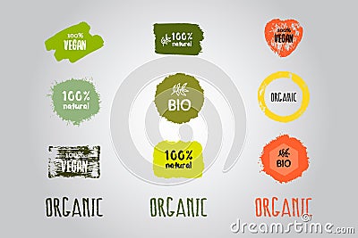 Labels with organic subjects Vector Illustration