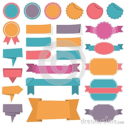 Labels Ribbons Banners Vector Illustration