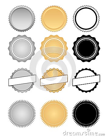 Labels, Seals, Badges and Wax Emblem Set Vector Illustration