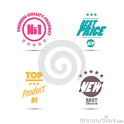 Labels Set - Retro Stamps with Best Price, Top Product Vector Illustration