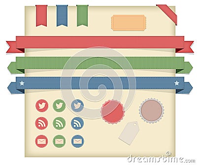 Labels,Tags & Ribbons, Icons Stock Photo