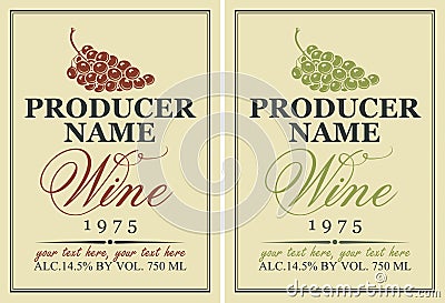 Labels for wine with grapes Vector Illustration