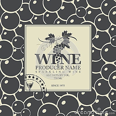 Labels for wine with grapes Vector Illustration