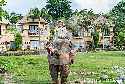 Man riding elephant at the Bali Safari & Marine Park Editorial Stock Photo