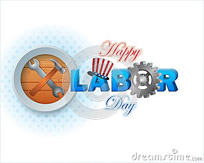 Labor Day background with hammer and wrench Vector Illustration