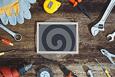 Labor day. Construction tools with copy space Stock Photo