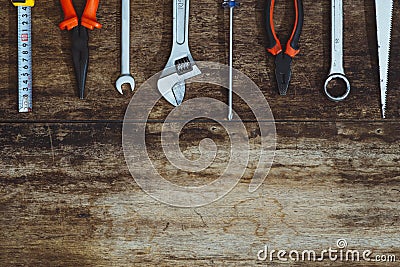 Labor day. Construction tools with copy space Stock Photo