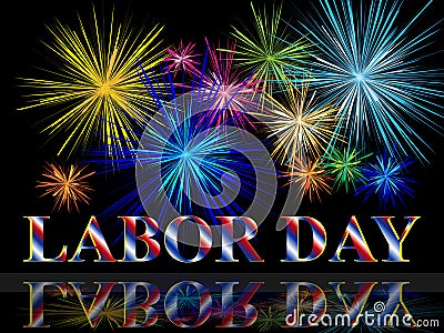 Labor day with fireworks Cartoon Illustration