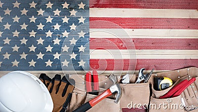 Labor Day holiday for United States of America with worker tools Stock Photo