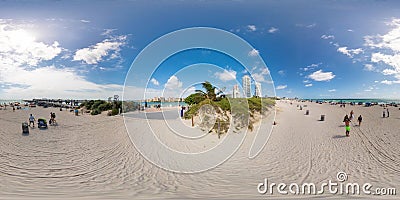 Labor Day in Miami Beach 2023 shot with a 360 camera equirectangular Editorial Stock Photo