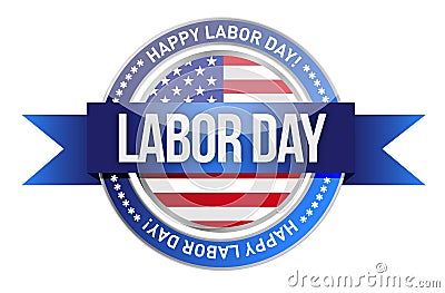 Labor day. us seal and banner Cartoon Illustration