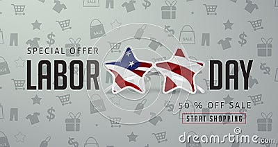 Labor day sale promotion advertising banner Vector Illustration