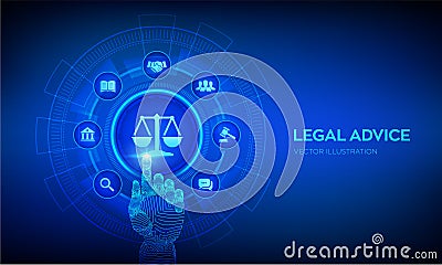 Labor law, Lawyer, Attorney at law, Legal advice concept on virtual screen. Internet law and cyberlaw as digital legal services or Stock Photo
