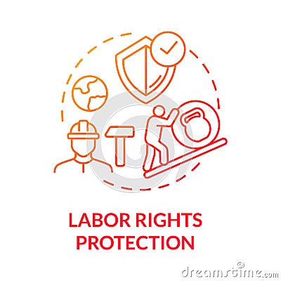 Labor rights protection red gradient concept icon Vector Illustration