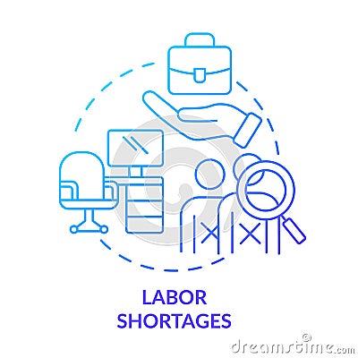 Labor shortages blue gradient concept icon Vector Illustration