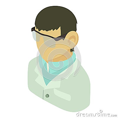 Laboratory assistant asian icon, isometric 3d style Vector Illustration