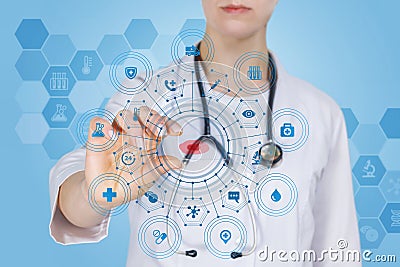 A laboratory assistant holding a glass with blood sample Stock Photo