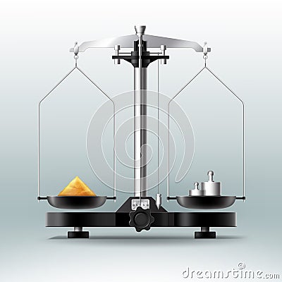 Laboratory balance with weights dumbbells and stuff Vector Illustration