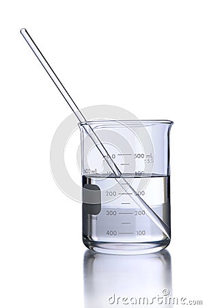 Laboratory Beaker and Stirrer Stock Photo