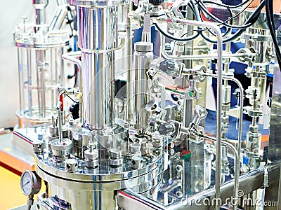 Laboratory chemical metal bioreactor and fermenter Stock Photo