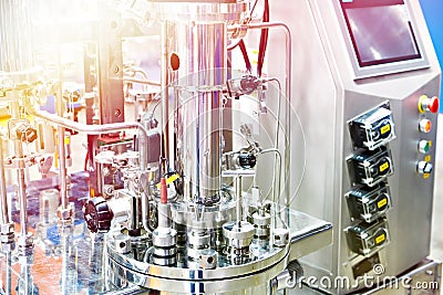 Laboratory chemical metal bioreactor and fermenter Stock Photo