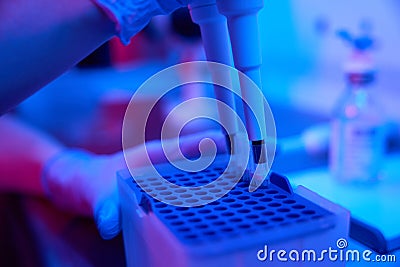Laboratory devices for preparing biomaterial for freezing Stock Photo