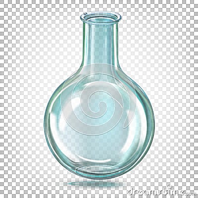 Laboratory flask round bottom glass. Cartoon Illustration