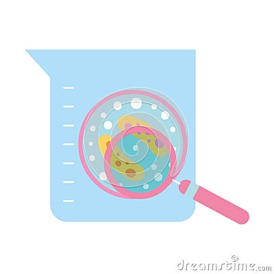 Laboratory flask test science bacteria magnifying glass Vector Illustration