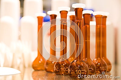 LABORATORY FLASKS Stock Photo