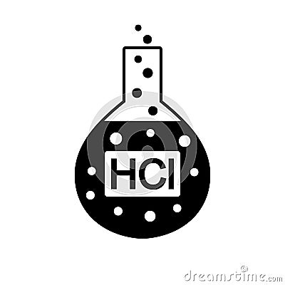 Laboratory glass with hydrochloric acid Cartoon Illustration