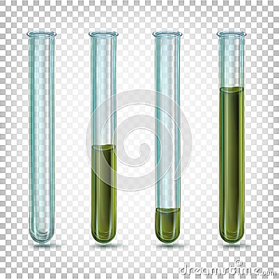 Laboratory glass tubes with dark dirty green Stock Photo