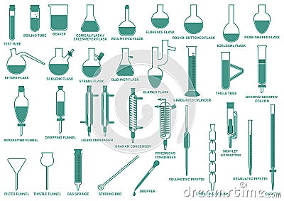 Laboratory Glassware Horizontal Vector Illustration