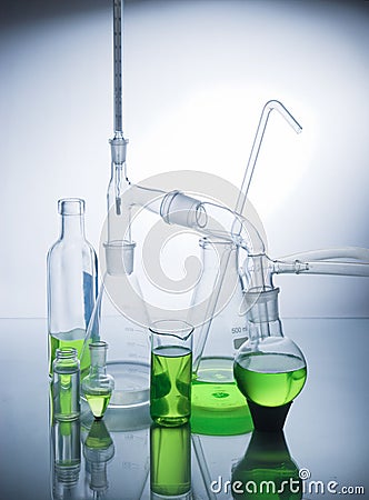 Laboratory glassware over white Stock Photo