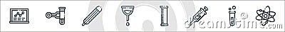 laboratory line icons. linear set. quality vector line set such as science, test tube, syringe, cylinder, funnel, thermometer, Vector Illustration