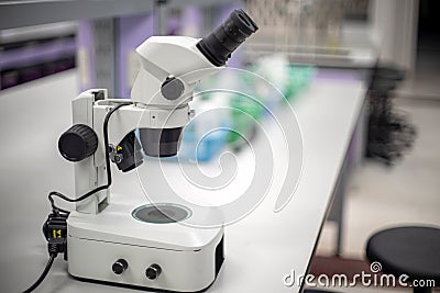 Laboratory microscope stereo eyepiece in laboratory Stock Photo