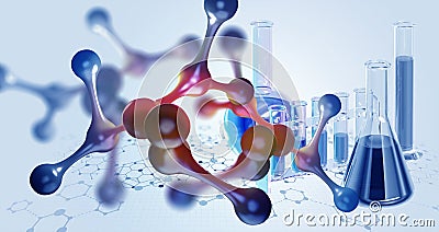 Laboratory, molecules, crystal lattice. Nanotech research in biochemistry, chemistry, biology, microbiology Cartoon Illustration