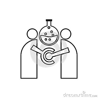 Laboratory people Commitment Teamwork Together Outline Logo Vector Illustration