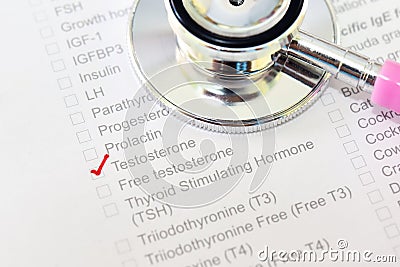 Testosterone hormone test Stock Photo